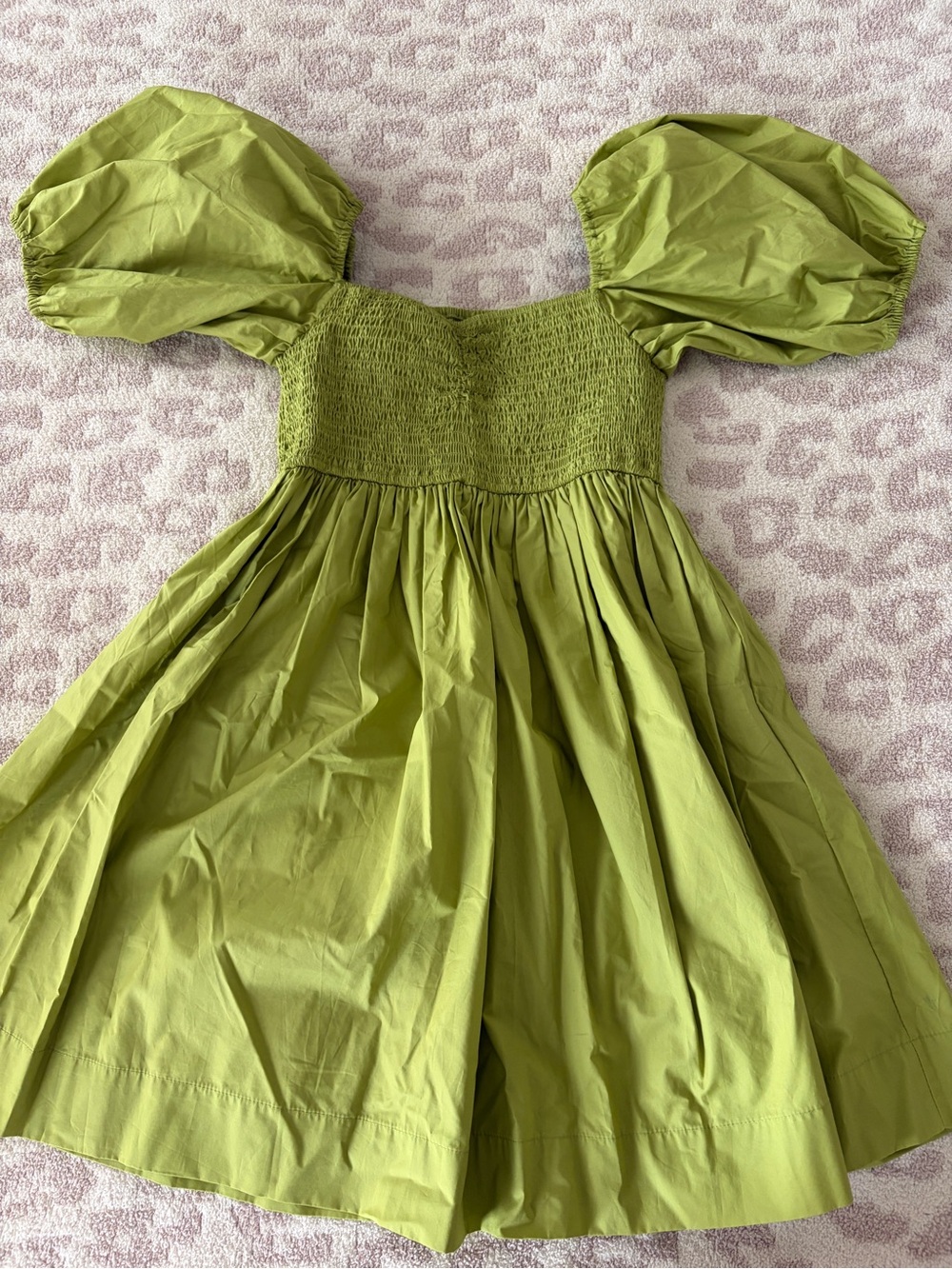 Green Puff-Sleeve Mini Dress - Brand